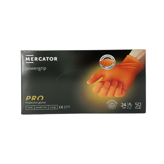 Фото Mercator перчатки нитриловые L оранжевые (50 шт)