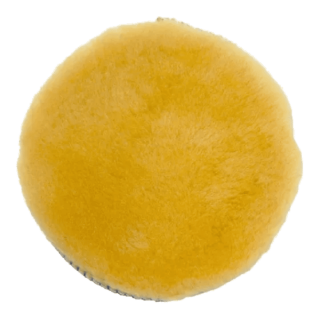 Фото Menzerna OS150VB/Y/SP диск полировальный из натуральной овчины  150мм, желтый с синей подложкой, крепление Velcro липучка.