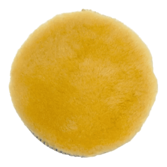 Фото Menzerna OS150VB/Y/SP диск полировальный из натуральной овчины  150мм, желтый с синей подложкой, крепление Velcro липучка.