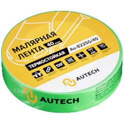 Фото AuTech Au-8225G/40 маскирующая термостойкая лента 25мм x 40м 120 градусов (зелёный)