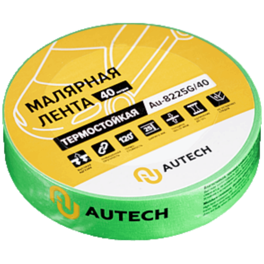 Фото AuTech AAu-8238G/40 маскирующая термостойкая лента 38мм x 40м 120 градусов (зеленый)